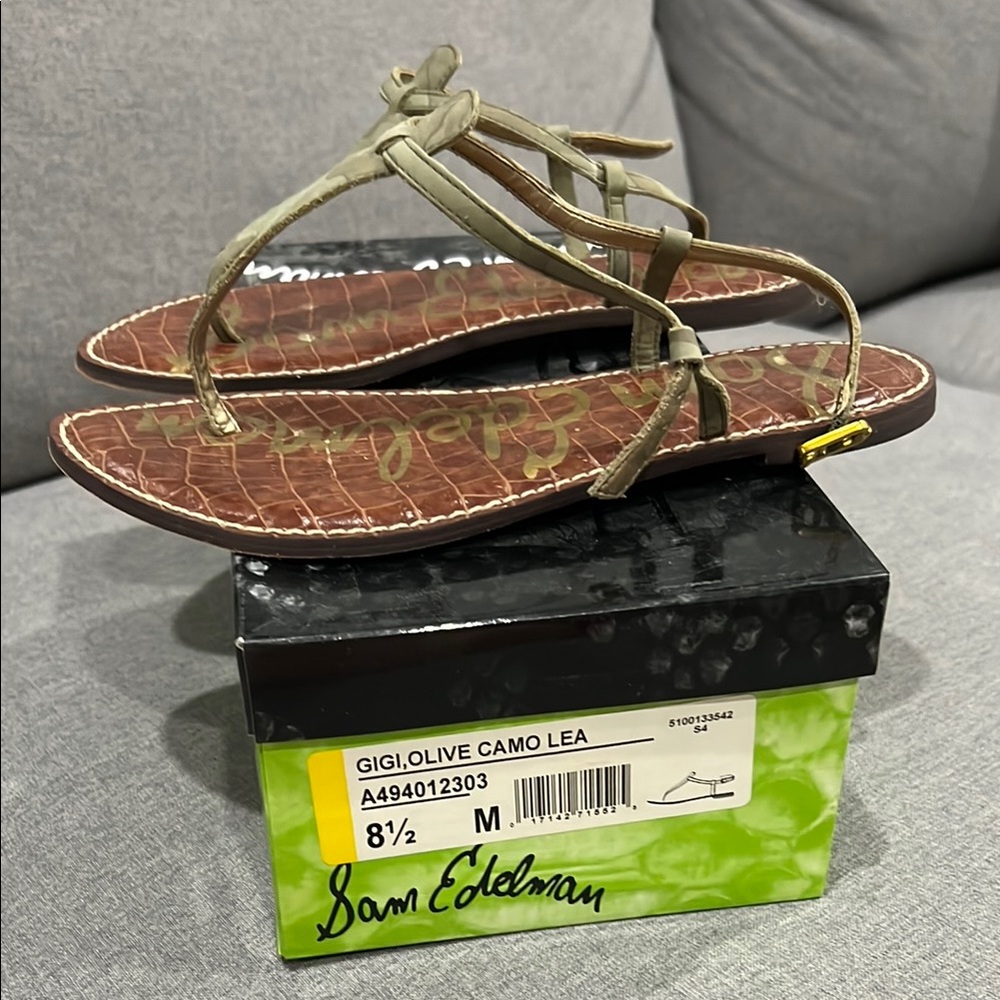 Sam Edelman Camo Green and Brown Sandals Classic Summer Style